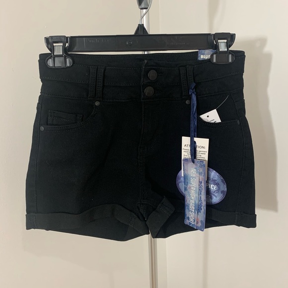 New Black Denim High Rise Shorts - Picture 3 of 6